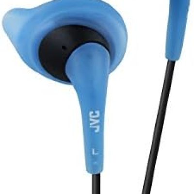 JVC Blue and Black Nozzel Secure Comfort Fit Sweat Proof Gumy Sport Earbuds with long colored cord HA-EN10A