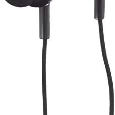 Amazon Basics In Ear Wired Headphones, Earbuds with Microphone No Wireless Technology, Black, 0.96 x 0.56 x 0.64in