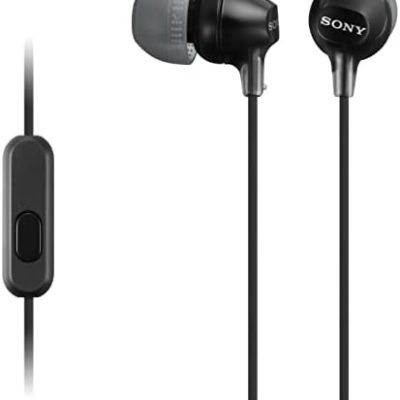 Sony MDREX15AP In-Ear Earbud Headphones with Mic, Black (MDREX15AP/B)