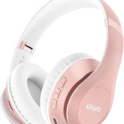 Uliptz Wireless Bluetooth Headphones, 65H Playtime, 6EQ Sound Modes, HiFi Stereo Over Ear Headphones with Microphone, Foldable Bluetooth 5.3 Headphones for Travel/Office/Cellphone/PC (Rose Gold)