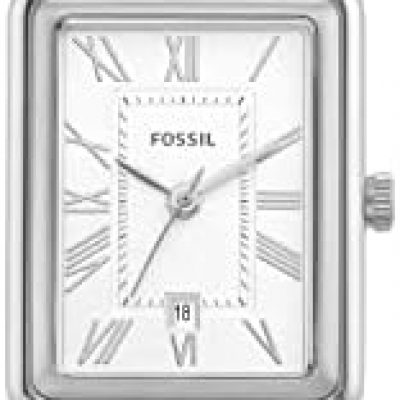 Fossil Raquel Women’s Watch with Rectangular Case and Stainless Steel Bracelet or Leather Band