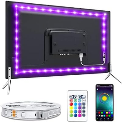 Nexlux LED Lights for 58 Inch TV, Backlight 8.2ft USB LED Light Strip APP Controlled with Remote, DIY Colors TV LED for Gaming Lights