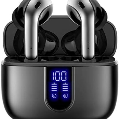 TAGRY Bluetooth Headphones True Wireless Earbuds 60H Playback LED Power Display Earphones with Wireless Charging Case IPX5 Waterproof in-Ear Earbuds with Mic for TV Smart Phone Computer Laptop Sports