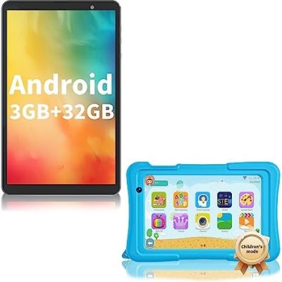 8-Inch Kids Tablet, Android 12 Tablets for Kids with Case, HD1280*800, 2GB+32GB Storage, 4000mAh Battery, WiFi, Bluetooth, Google GMS, Preloaded IWAWA (Blue)