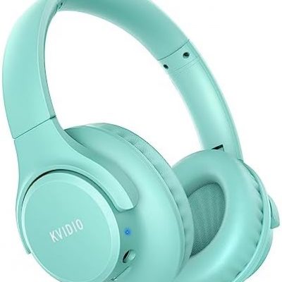 KVIDIO [Updated] Bluetooth Headphones Over Ear, 65 Hours Playtime Wireless Headphones with Microphone,Foldable Lightweight Headset with Deep Bass,HiFi Stereo Sound for Travel Work Cellphone (Green)