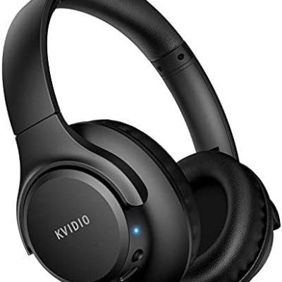 KVIDIO [Updated] Bluetooth Headphones Over Ear, 65 Hours Playtime Wireless Headphones with Microphone,Foldable Lightweight Headset with Deep Bass,HiFi Stereo Sound for Travel Work Cellphone