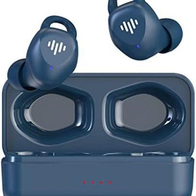 iLuv myBuds Fit Sports Wireless Earbuds, Secure Earhooks, Bluetooth, Microphone, IPX7 Waterproof Protection, Compatible with Apple & Android, Includes Charging Case and 4 Ear Tips, TS100 Navy Blue