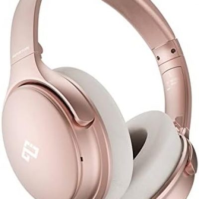 INFURTURE Rose Gold Active Noise Cancelling Headphones with Microphone Wireless Over Ear Bluetooth Headphones, Deep Bass, Memory Foam Ear Cups, Quick Charge 40H Playtime, for TV, Travel, Home Office