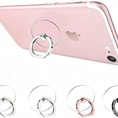 Jsoerpay Cell Phone Ring Holder, Transparent Ring Holder 360°Rotation Finger Ring Stand, Clear Cell Phone Kickstand Compatible with Most of Phones, Tablet and Case, (2Silver+1Black+1Rose Gold)