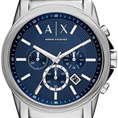 AX Armani Exchange Men’s Chronograph Silver-Tone Stainless Steel Bracelet Watch (Model: AX2509)