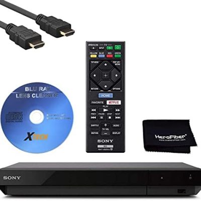 Sony UBP-X700/M, 4k Blu Ray Player For TV with Ultra HD Vision, HDR, WiFi for Streaming Netflix, YouTube or Disney+ & more. Includes HDMI Cable, Remote Control, Bluray/DVD Disc Cleaner, Cleaning Cloth