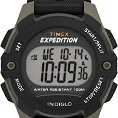 Timex Men’s Expedition 41mm Watch – Black Strap Digital Dial Green Case