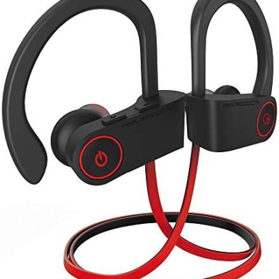 noot products NP11 Wireless Earphones Bluetooth in-Ear Headphones with Ear Hook/Mic, Volume & Remote Control IPX7 Sweatproof Earbuds for Sports, Workout, Running, Exercise, Gym (Black)