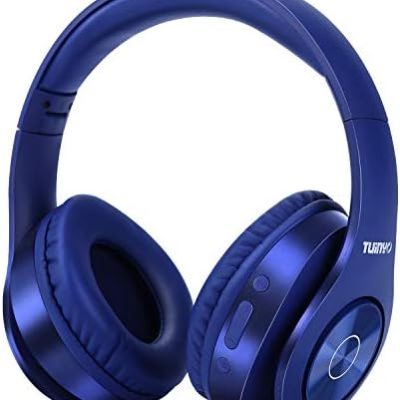 TUINYO Bluetooth Headphones Wireless, Over Ear Stereo Wireless Headset 40H Playtime with deep bass, Soft Memory-Protein Earmuffs, Built-in Mic Wired Mode PC/Cell Phones/TV-Dark Blue