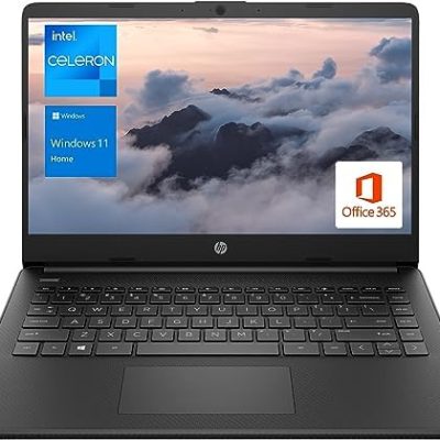 HP Portable Laptop, Student and Business, 14″ HD Display, Intel Quad-Core N4120, 8GB DDR4 RAM, 64GB eMMC, 1 Year Office 365, Webcam, SD Card Reader, HDMI, Wi-Fi, Windows 11 Home, Black, KKE Mousepad