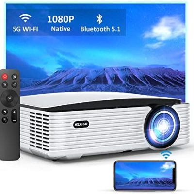 NexiGo Outdoor Projector, Native 1080P, Dolby_Sound Support, Movie Projector with WiFi and Bluetooth 5.1, Compatible w/TV Stick,iOS,Android,Laptop,Console