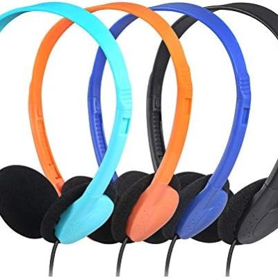 CN-Outlet Kids Headphones for Classroom in Bulk Multi Colored 5 Pack, Wholesale Children On-Ear Headset Perfect for Schools, Student, Libraries, Computer Lab, Testing Centers (5Pack)