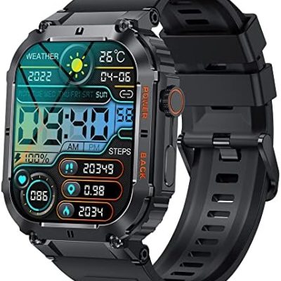 Amazpro Smart Watch for Men,1.96 Inches HD Outdoor Tactical Sports Rugged Smartwatch,Smart Watch with Bluetooth Call ,100+Sports Modes Fitness Tracker, Ip67 Waterproof Smart Watches for iPhone Android