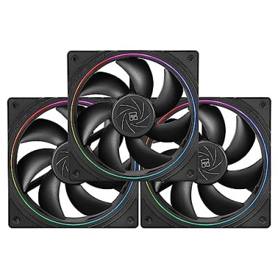 Thermalright TL-S12 CPU Fan 120mm Case Cooler Fan Comes with ARGB Lighting Effect,PC PWM Silent Computer Fan with 1500RPM Speed, CPU Cooling Fan Black(Black,3-Pack)