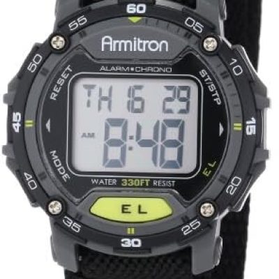 Armitron Sport Unisex 40/8291BLK Grey Accented Digital Chronograph Black Nylon Strap Watch