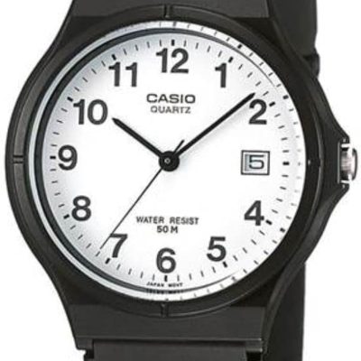 Casio MW-59-7B Men’s Analogue Quartz Watch with Resin Strap, Black/White, Strap.